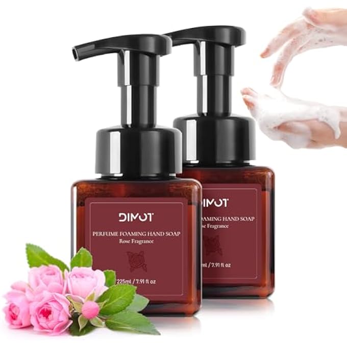 DIMOT 2 X FOAM HAND SOAP ROSE FRAGRANCE - GENTLE FOAM SOAP WITH HYALURONIC ACID & VITAMIN E, MILD FOAM MOUSSE FOR DAILY HAND WASH - 225 ML - Image 1